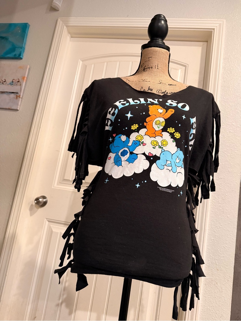Care Bears “Feelin’ So Fly” Distressed Fringe T-Shirt – Size Small
